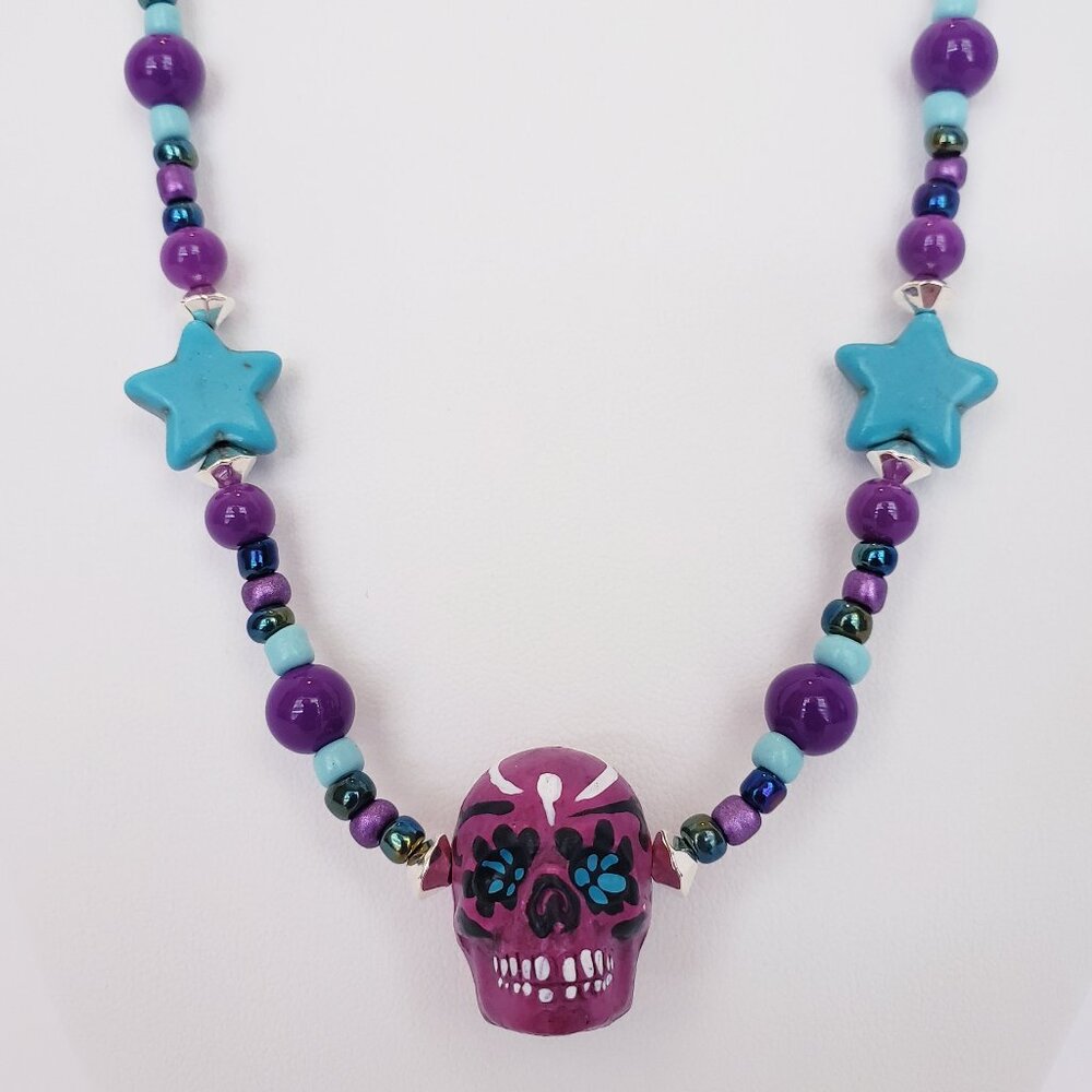 "RAZIEL" ~ DAY OF THE DEAD Sugar Skull Necklace by KATSPAW JEWELRY